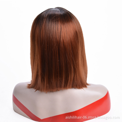 Aishili wholesale ombre 360 straight lace front wigs heat resistant synthetic wigs for black women